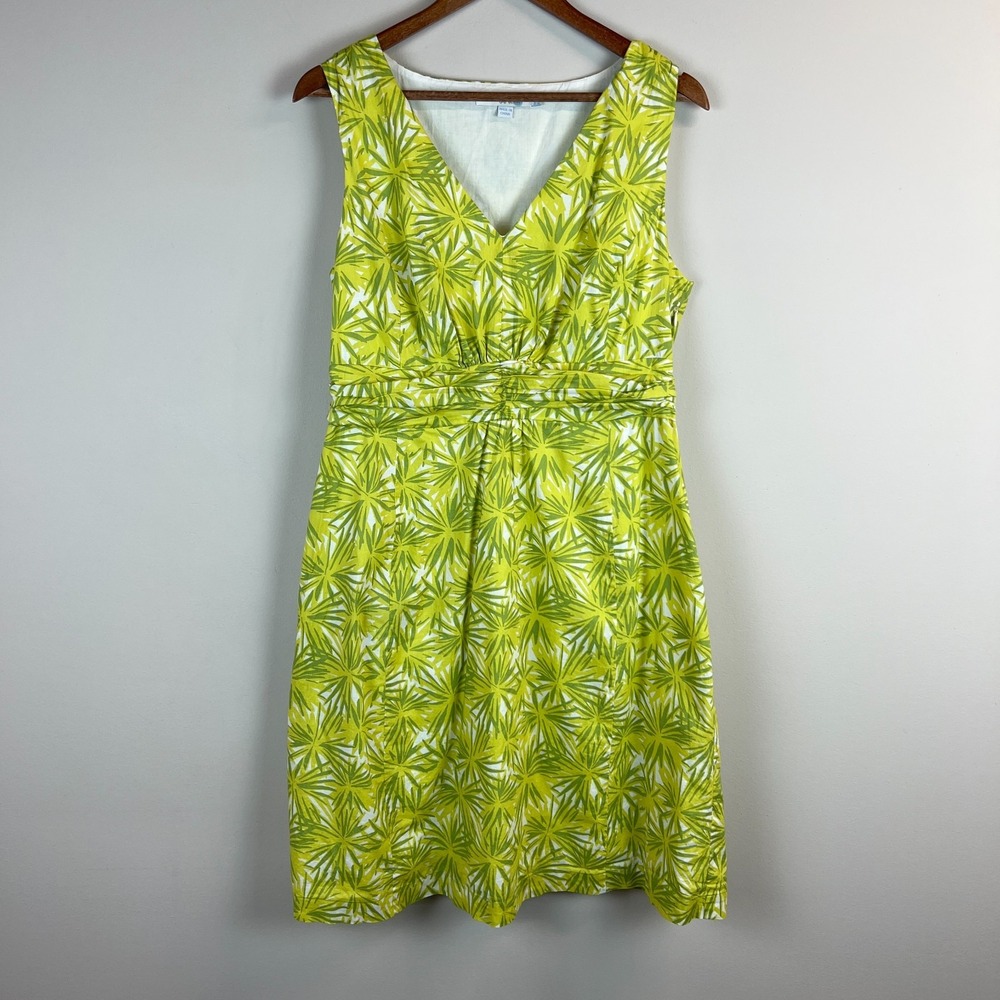 Boden Dress Womens 10R Green Citron Floral Everyday Summer 100% Cotton A-Line